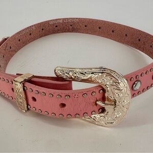 NOCONA BELT CO. Leather Belt Pink Slim Western Bejewelled